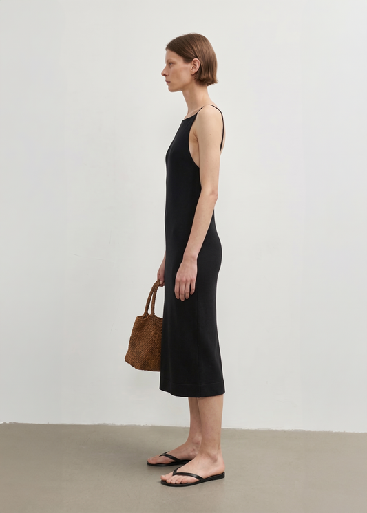 Knitted Midi Dress-Black