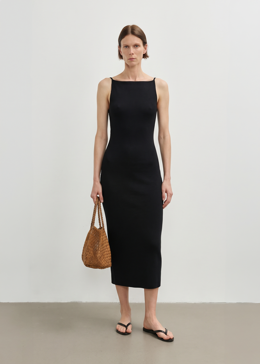 Knitted Midi Dress-Black