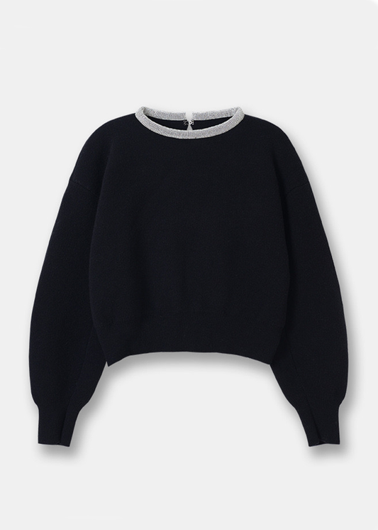 Embellished Neckline Wool Jumper