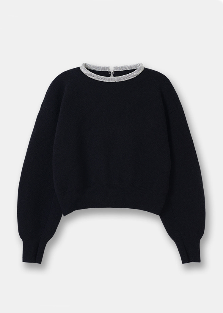 Embellished Neckline Wool Jumper