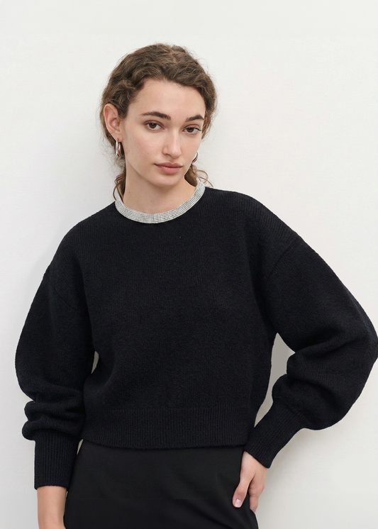 Embellished Neckline Wool Jumper