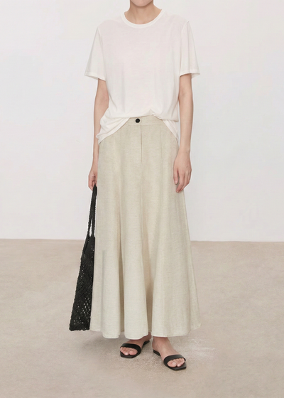 Linen Blend A-line Maxi Skirt