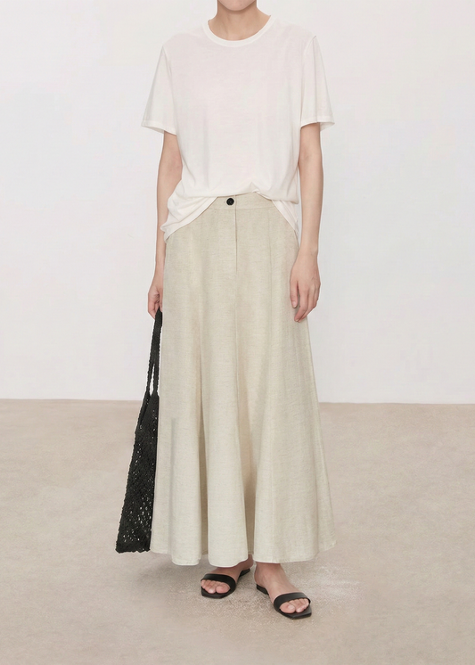 Linen Blend A-line Maxi Skirt