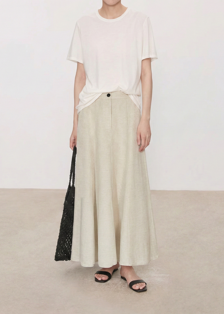 Linen Blend A-line Maxi Skirt