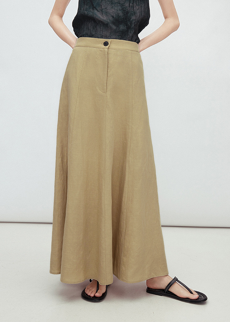 Linen Blend A-line Maxi Skirt