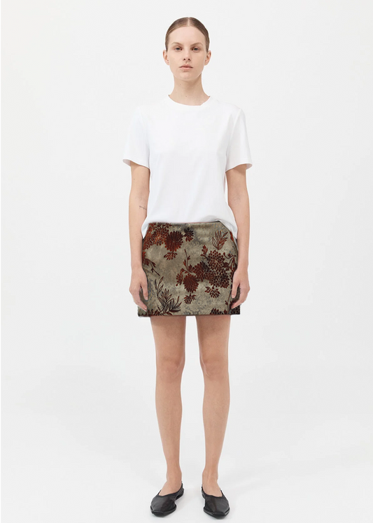 Flocked Floral Mini Skirt