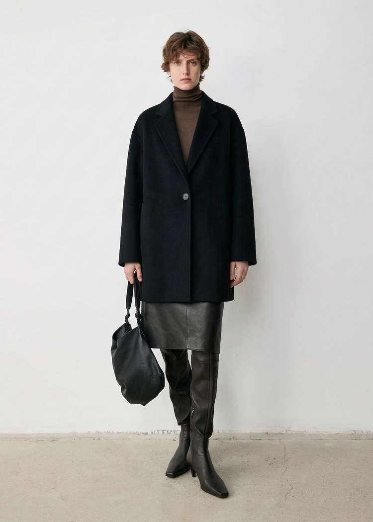 Light-Weight Wool Coat with Classic Notch Lapels