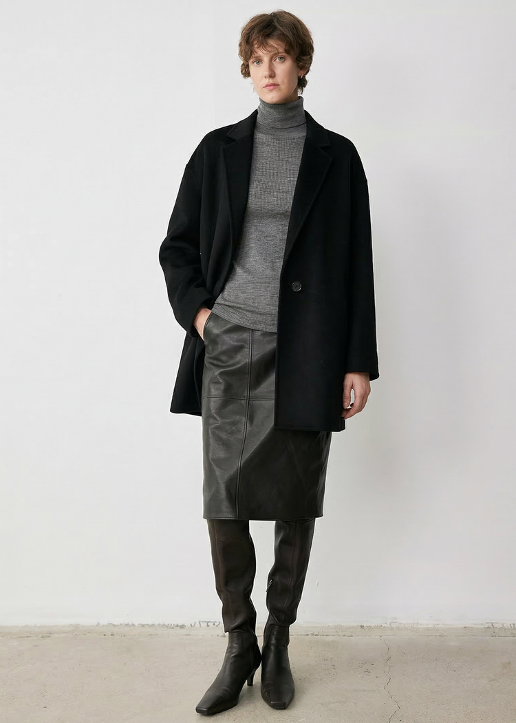 Light-Weight Wool Coat with Classic Notch Lapels