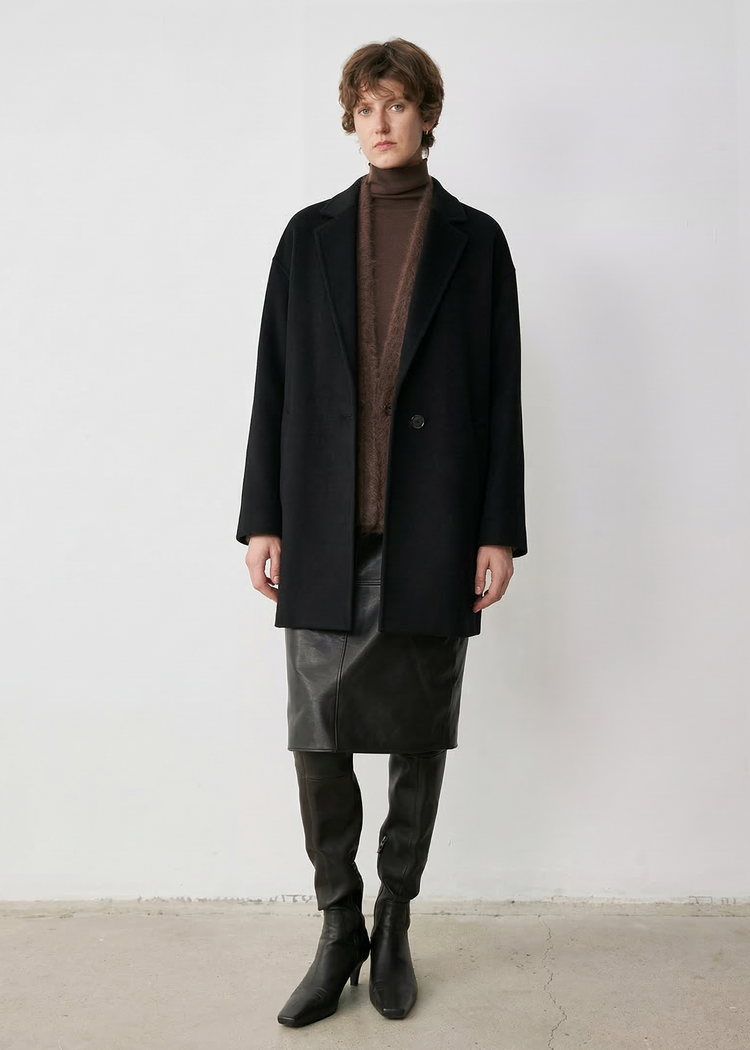 Light-Weight Wool Coat with Classic Notch Lapels