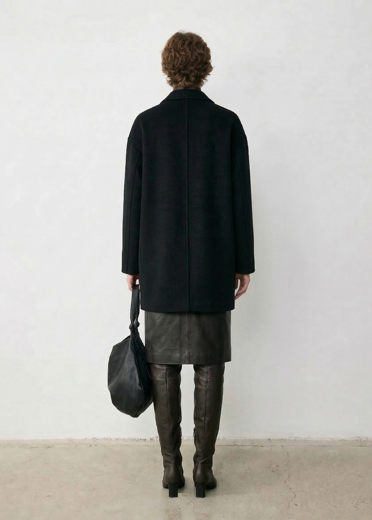 Light-Weight Wool Coat with Classic Notch Lapels
