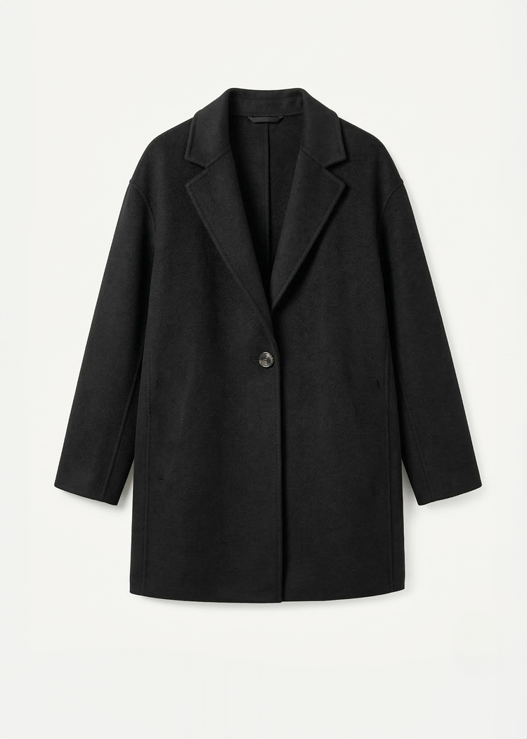 Light-Weight Wool Coat with Classic Notch Lapels