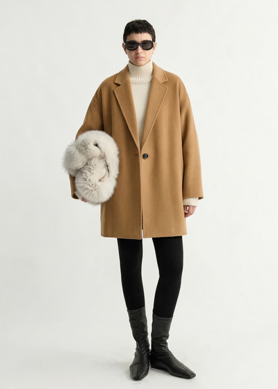 Light-Weight Wool Coat with Classic Notch Lapels