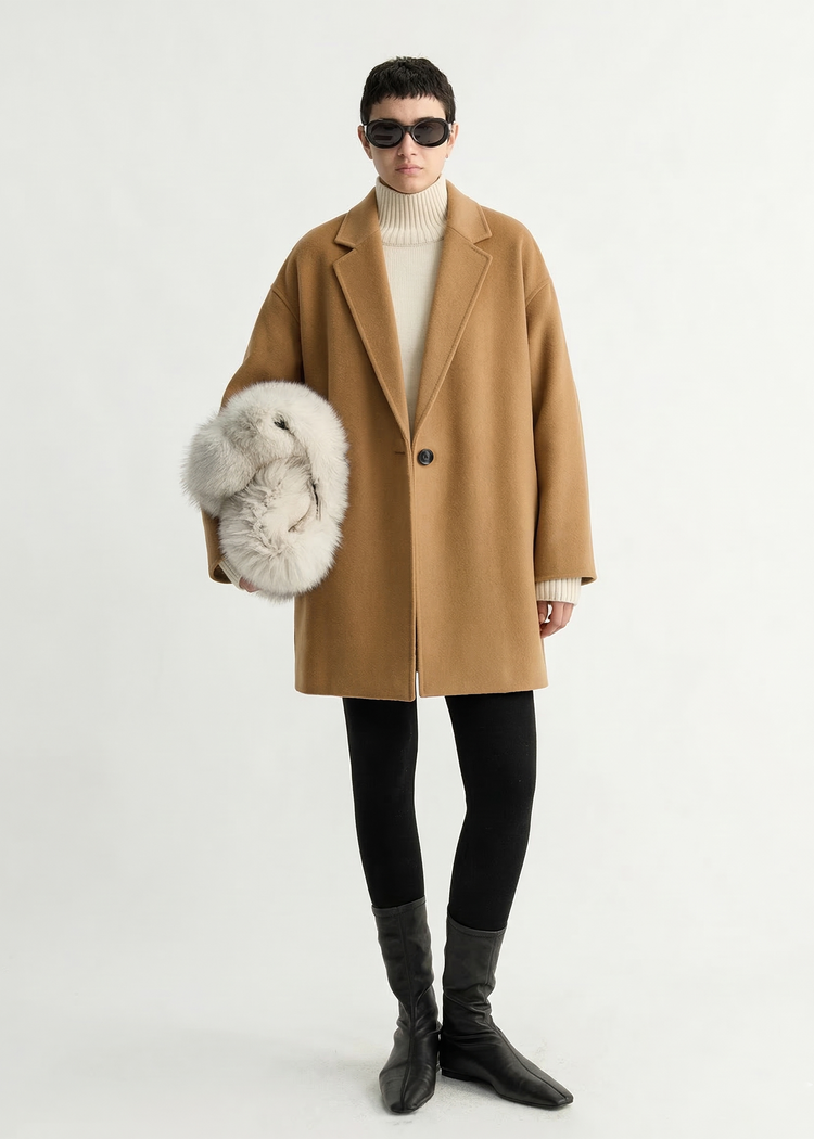 Light-Weight Wool Coat with Classic Notch Lapels