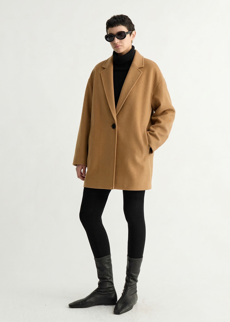 Light-Weight Wool Coat with Classic Notch Lapels