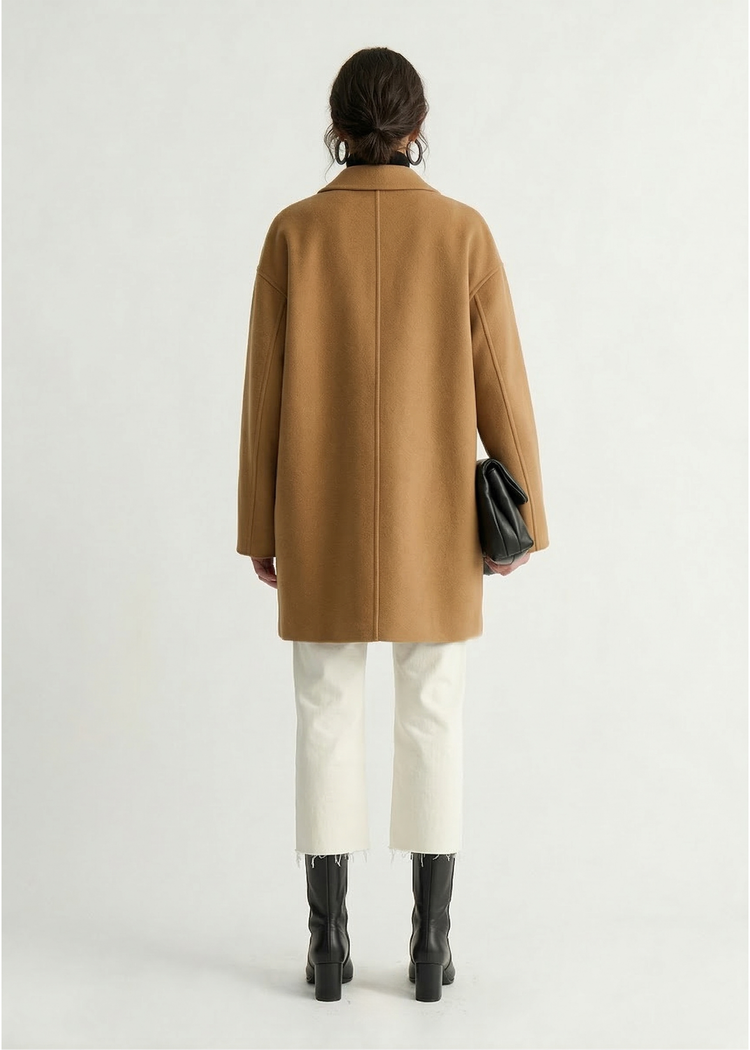 Light-Weight Wool Coat with Classic Notch Lapels