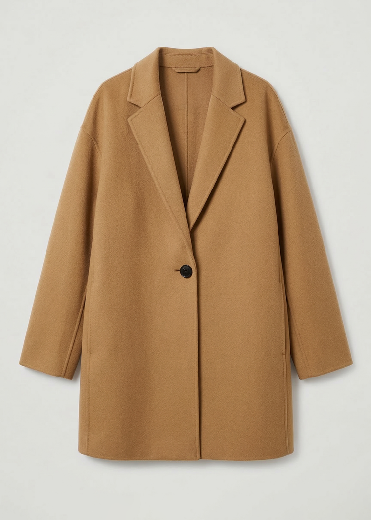 Light-Weight Wool Coat with Classic Notch Lapels