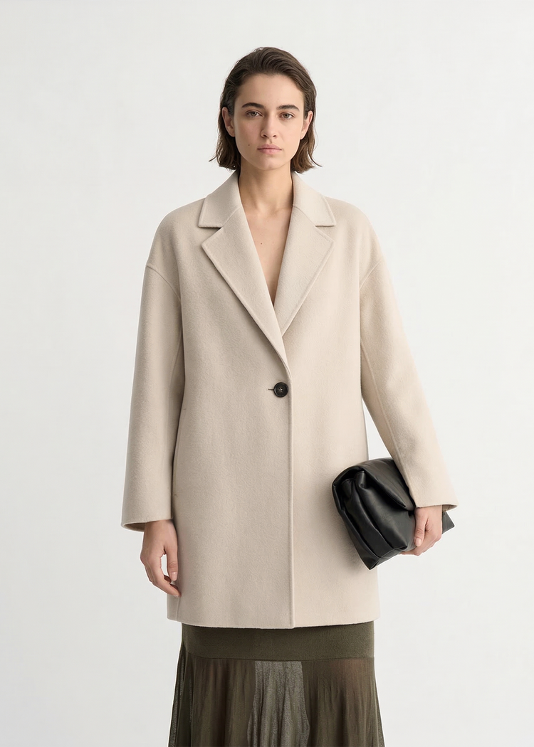 Light-Weight Wool Coat with Classic Notch Lapels