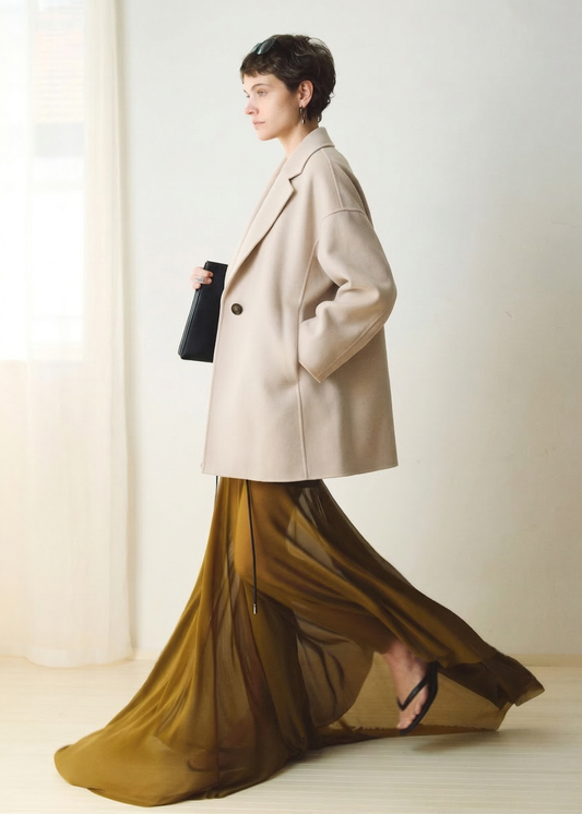 Light-Weight Wool Coat with Classic Notch Lapels