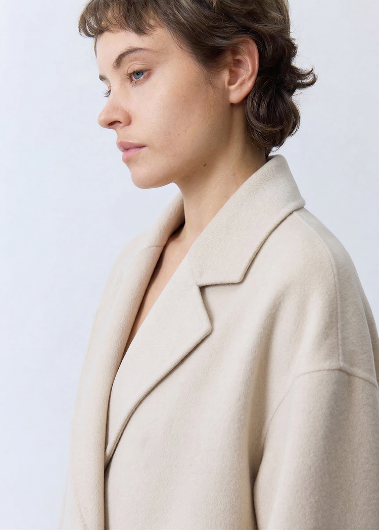 Light-Weight Wool Coat with Classic Notch Lapels