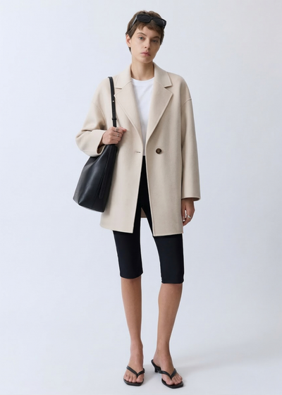 Light-Weight Wool Coat with Classic Notch Lapels