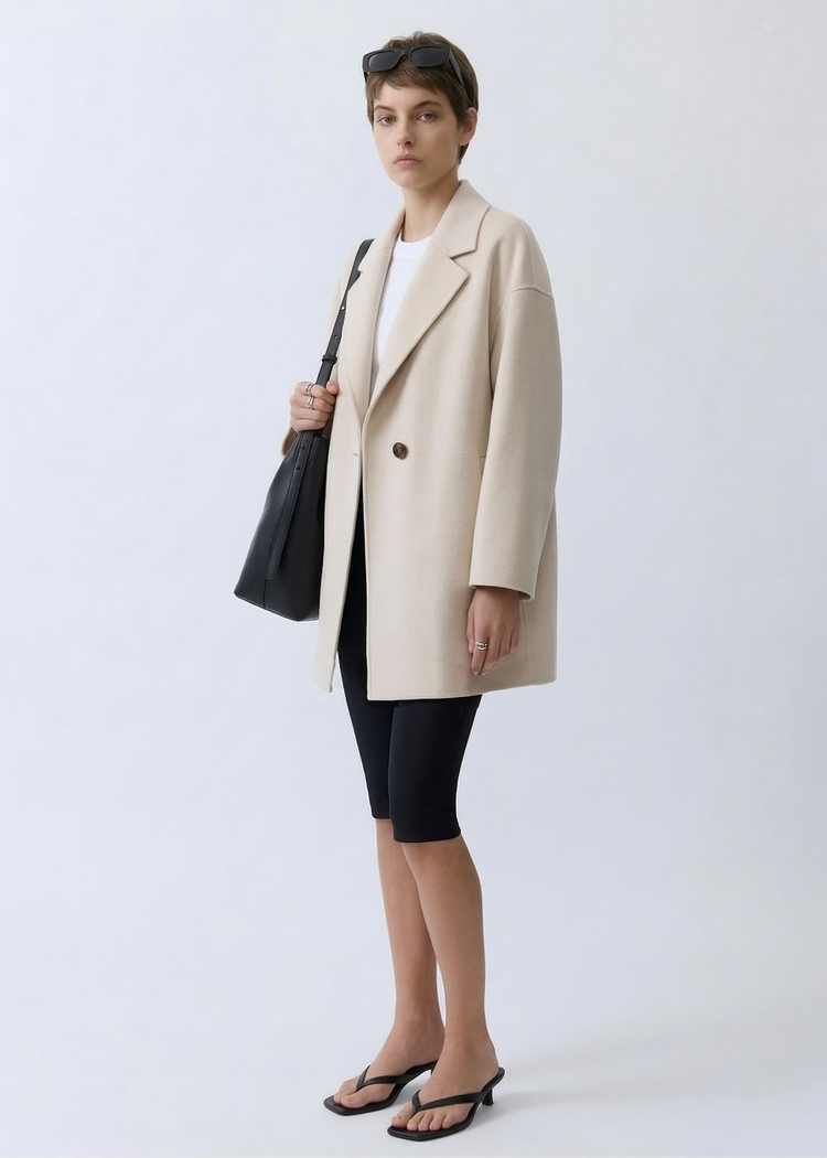 Light-Weight Wool Coat with Classic Notch Lapels