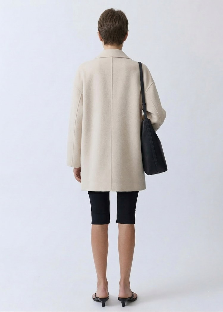 Light-Weight Wool Coat with Classic Notch Lapels