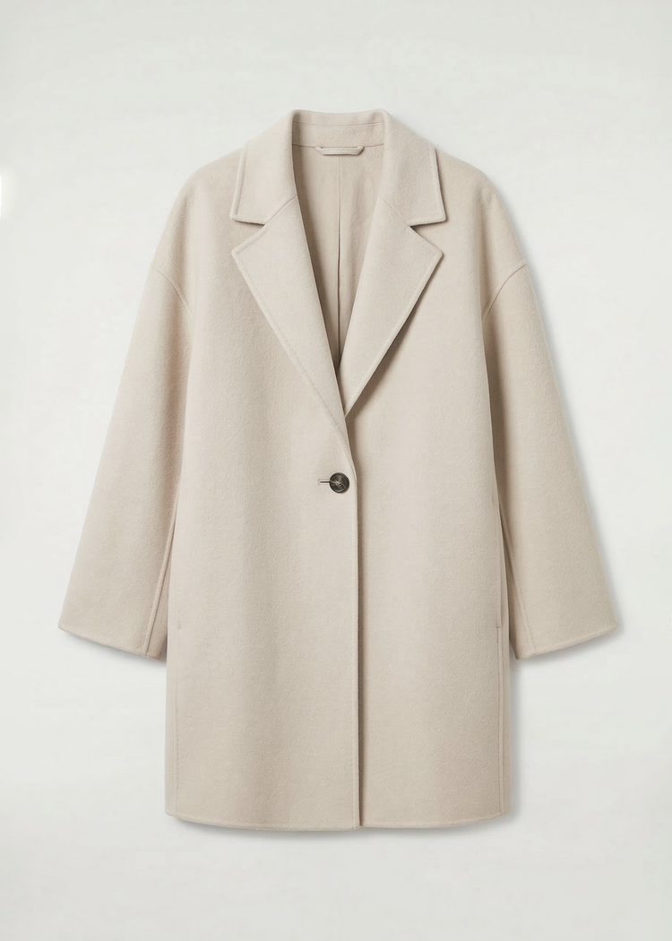 Light-Weight Wool Coat with Classic Notch Lapels