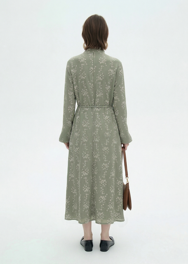 Long-Sleeve Embroidered Maxi Dress