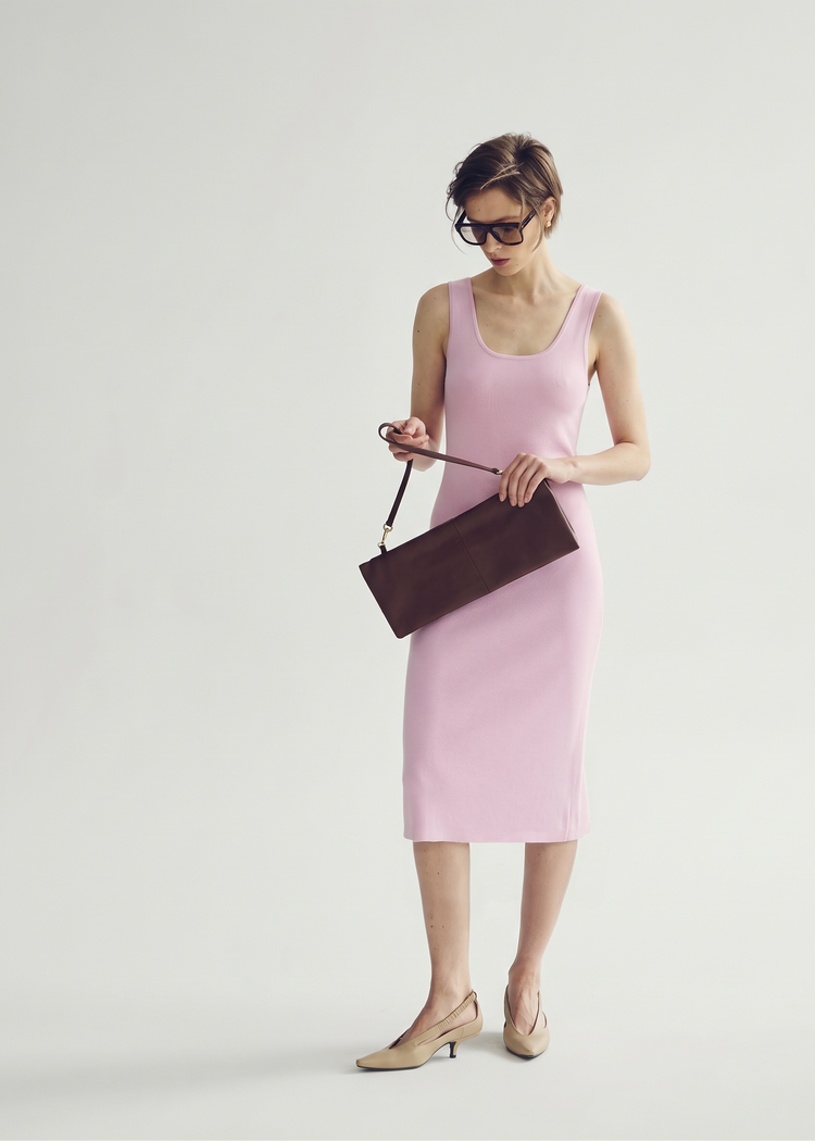 Knitted Midi Tube Dress in Lilac