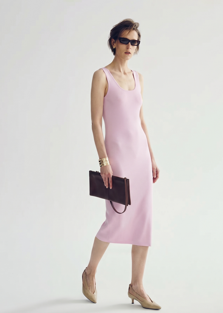 Knitted Midi Tube Dress in Lilac