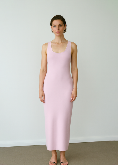 Knitted Midi Tube Dress in Lilac