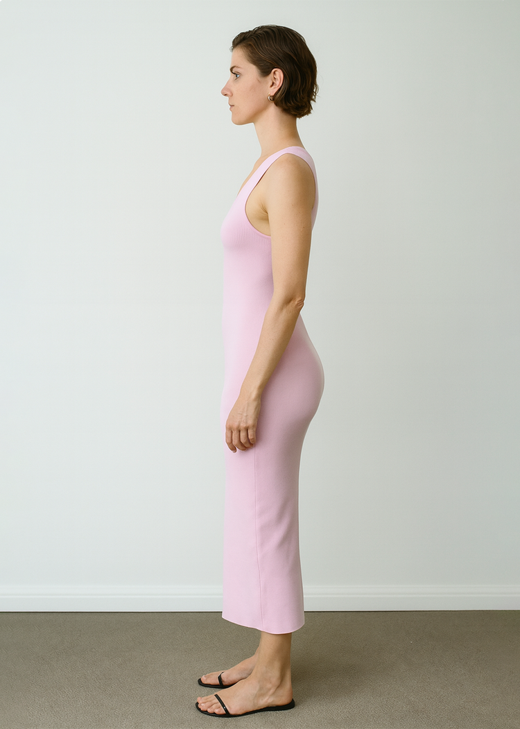 Knitted Midi Tube Dress in Lilac