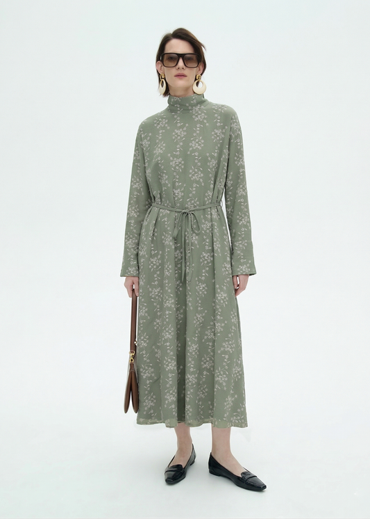 Long-Sleeve Embroidered Maxi Dress