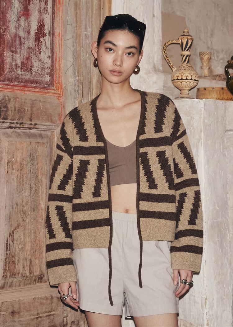 Spliced Pattern Cardigan