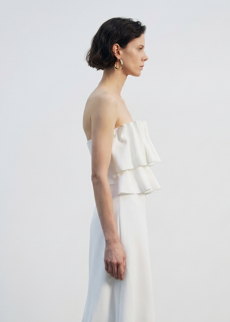 Ruffled A-line Midi Dress