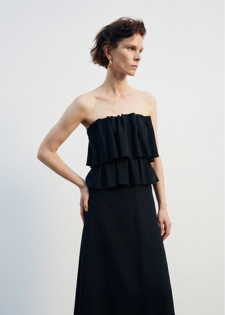 Ruffled A-line Midi Dress