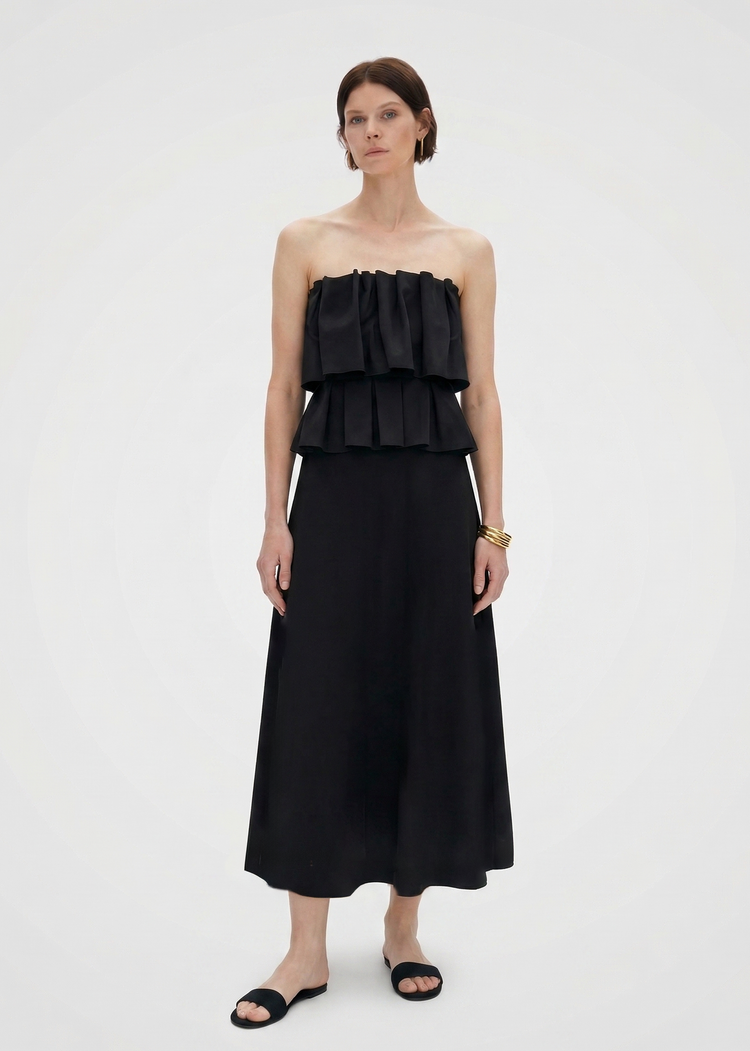 Ruffled A-line Midi Dress