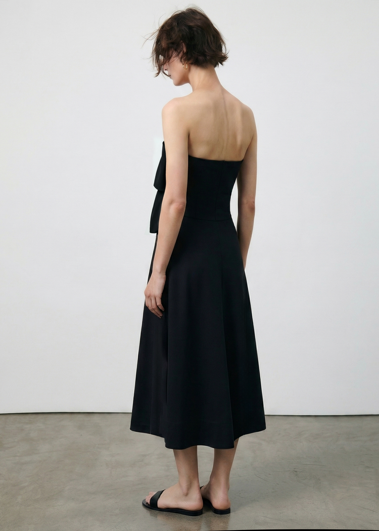 Ruffled A-line Midi Dress