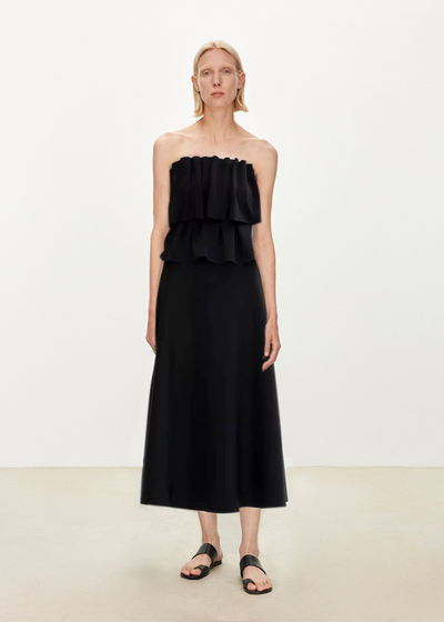 Ruffled A-line Midi Dress