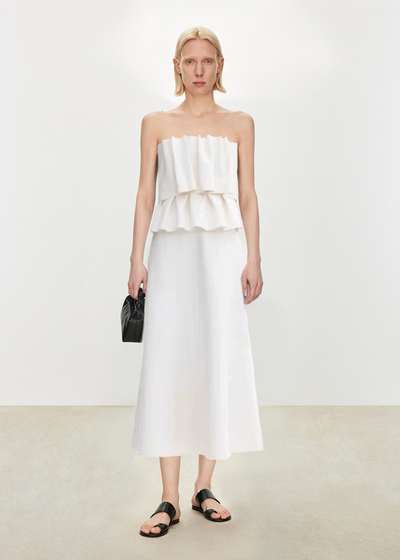 Ruffled A-line Midi Dress