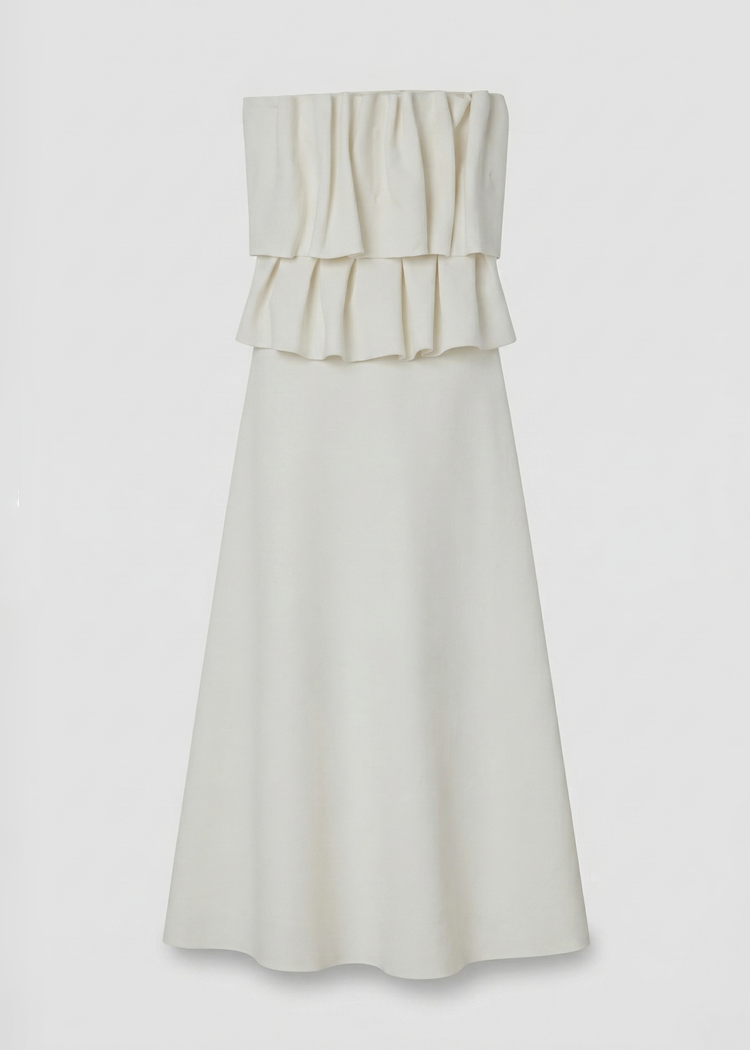 Ruffled A-line Midi Dress