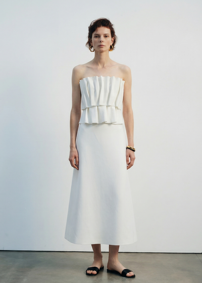 Ruffled A-line Midi Dress