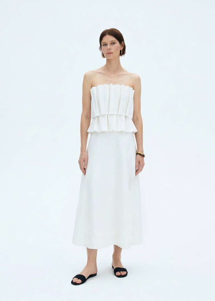 Ruffled A-line Midi Dress