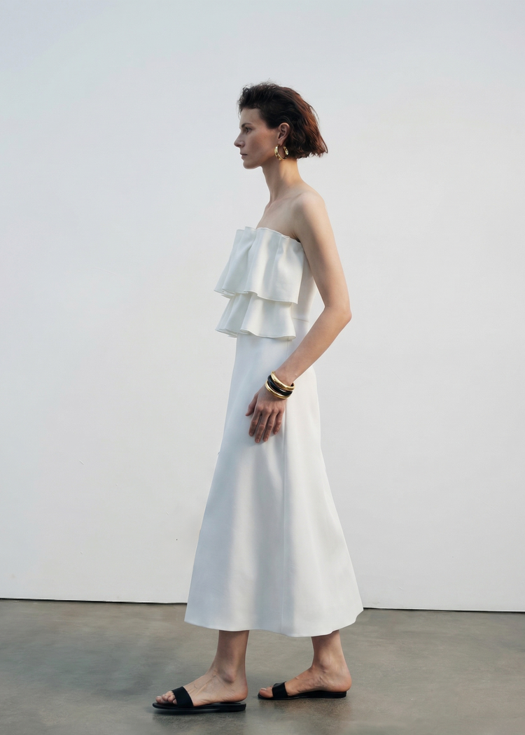 Ruffled A-line Midi Dress