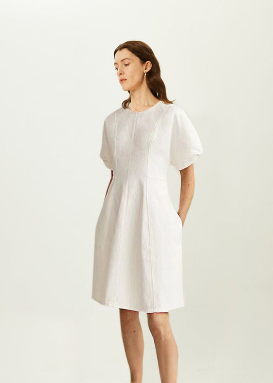 Puff Sleeves Cotton Dress