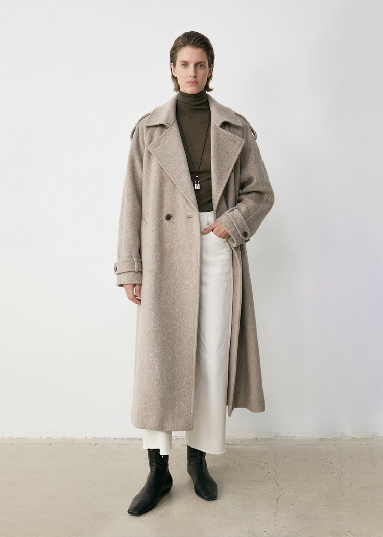 Wool Cashmere Double-Breasted Trench Coat