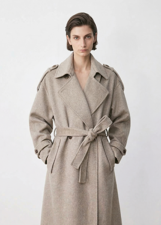 Wool Cashmere Double-Breasted Trench Coat