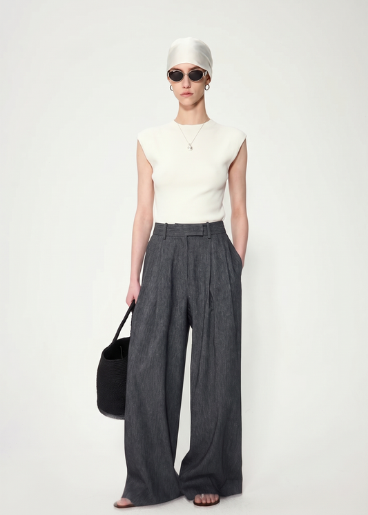 Knitted Cap Sleeve Top in White