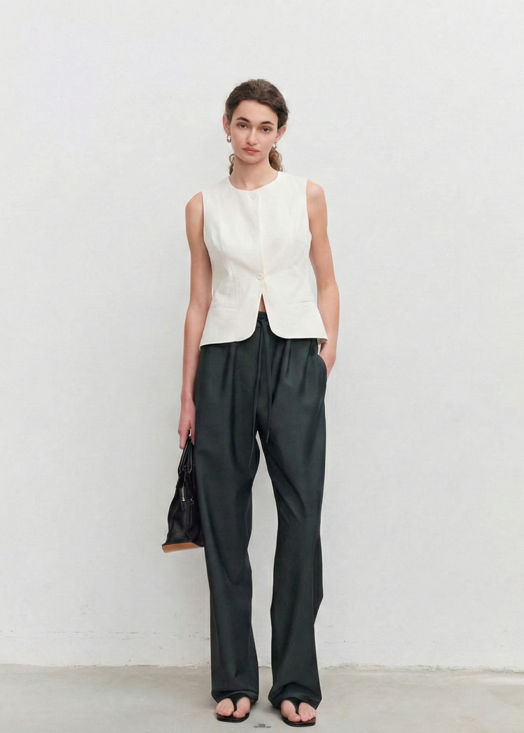 Handmade Linen Cotton Tailored Vest