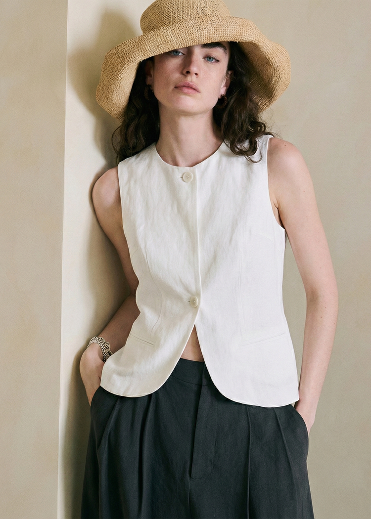 Handmade Linen Cotton Tailored Vest